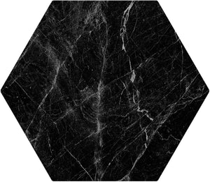 Cosmo Black Marbled Porcelain Hexagon Tile Sample