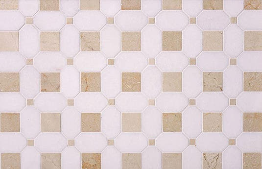 Crema Marfil Square And Thassos Octagon Marble Mosaic Tile | Tile Club