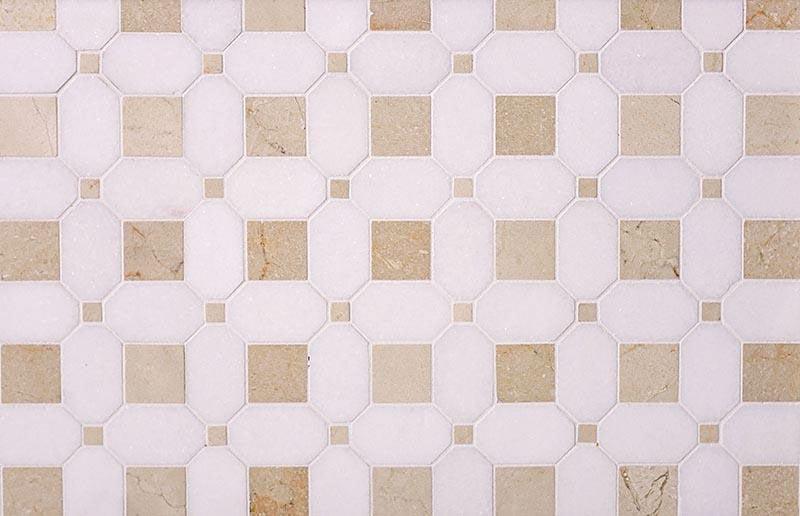 Crema Marfil Square And Thassos Octagon Marble Mosaic Tile