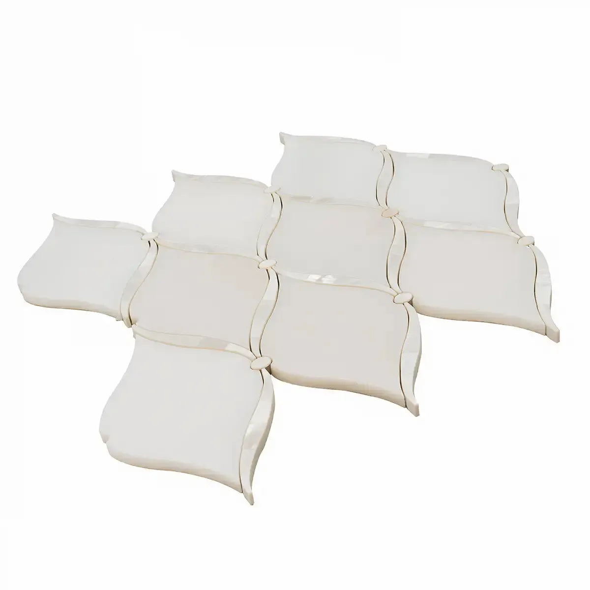 Pearl Chic White Marble & Mother Of Pearl Waterjet Mosaic Tile | Tile Club