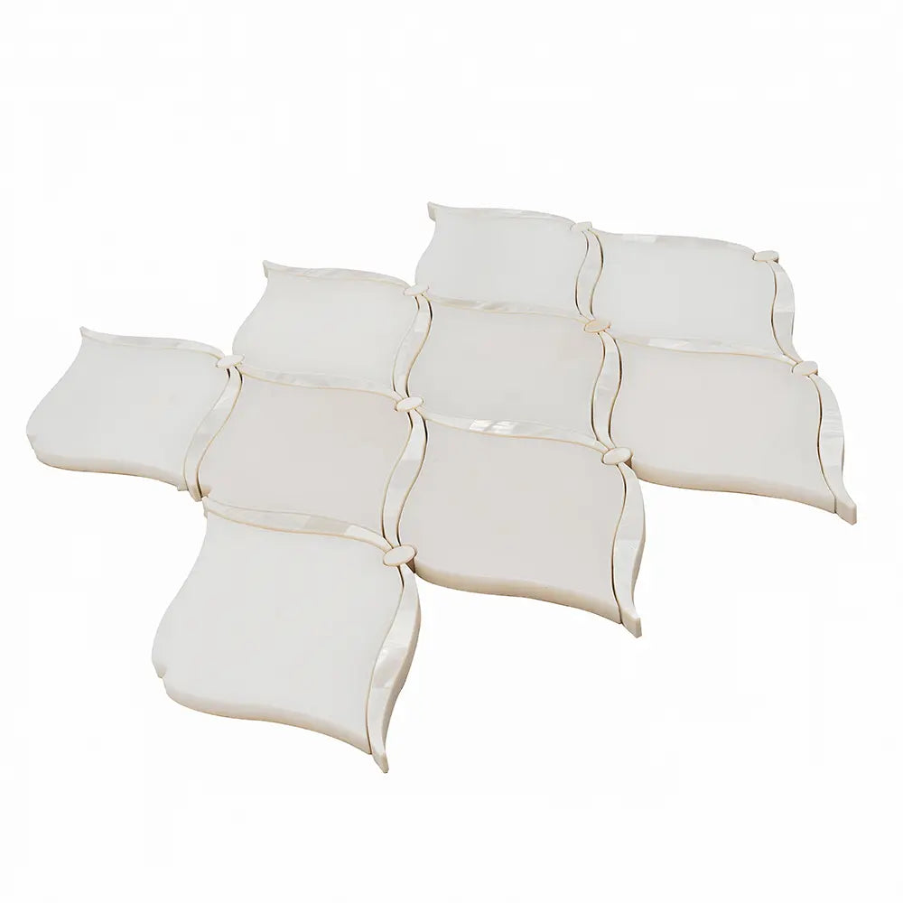 Pearl Chic White Marble & Mother Of Pearl Waterjet Mosaic Tile | Tile Club