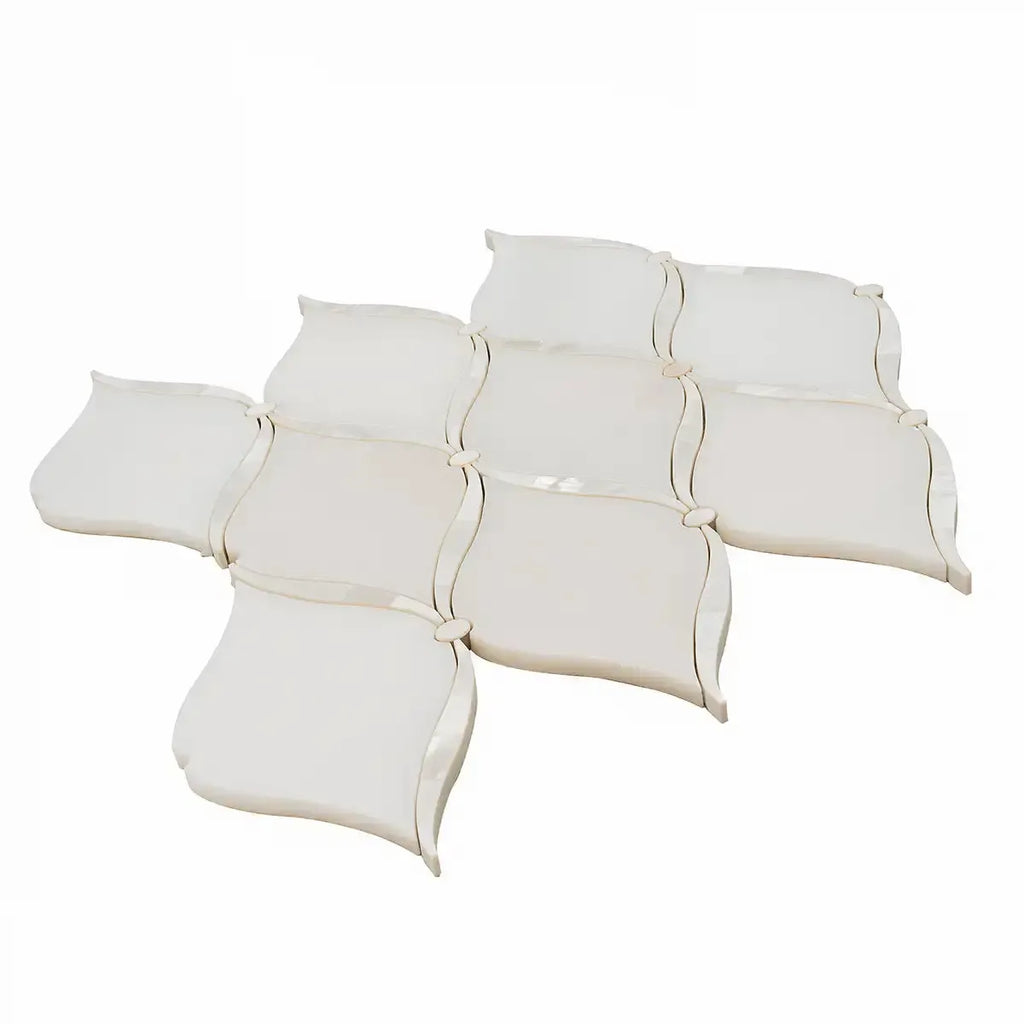 Pearl Chic White Marble & Mother Of Pearl Waterjet Mosaic Tile | Tile Club
