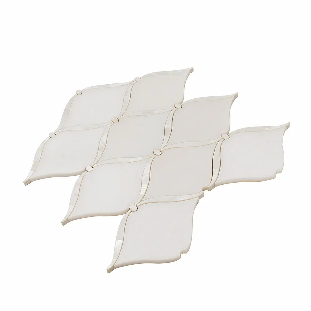 Pearl Chic White Marble & Mother Of Pearl Waterjet Mosaic Tile | Tile Club