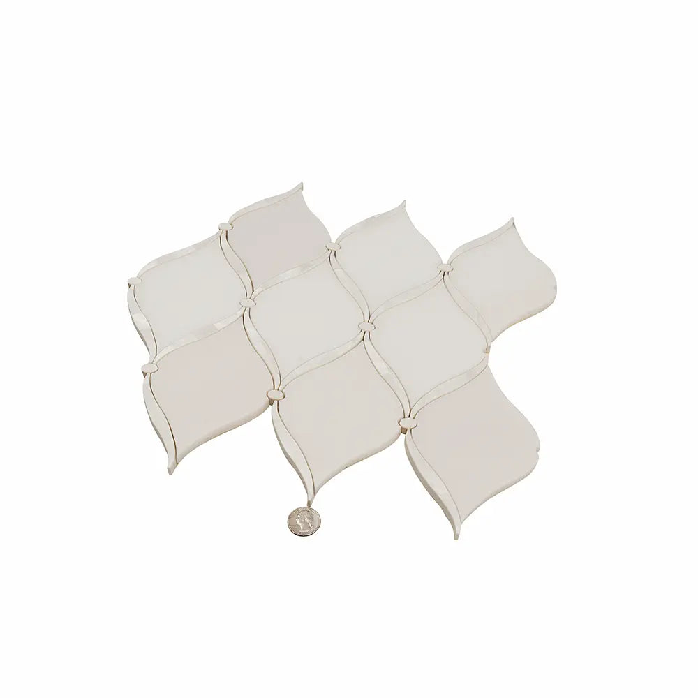 Pearl Chic White Marble & Mother Of Pearl Waterjet Mosaic Tile | Tile Club