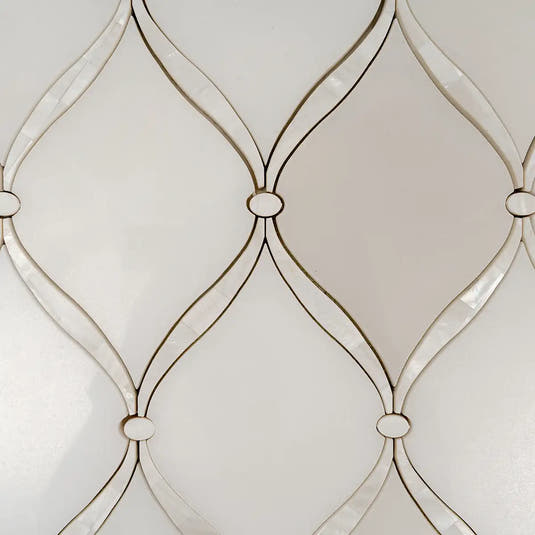 Pearl Chic White Marble & Mother Of Pearl Waterjet Mosaic Tile