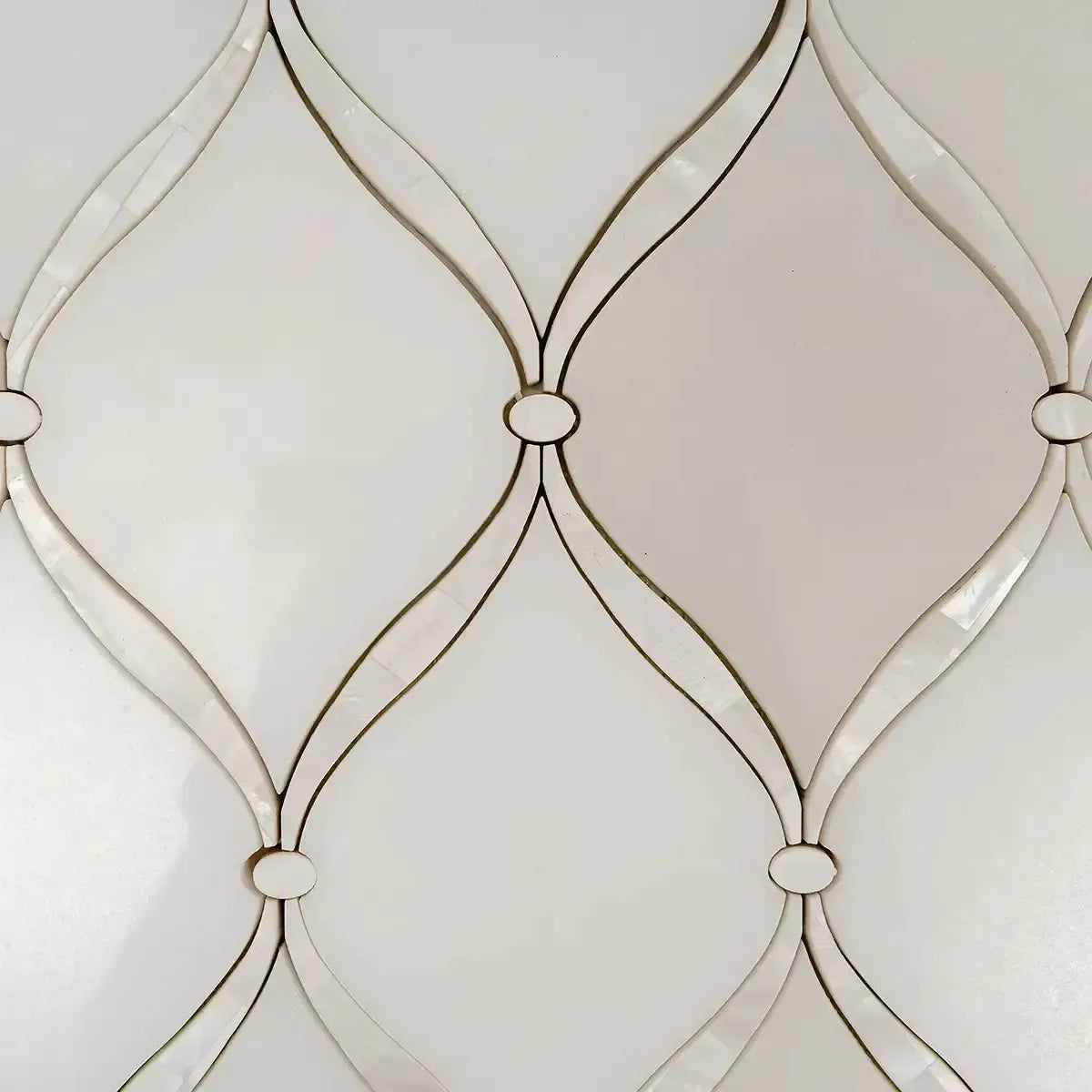 Pearl Chic White Marble & Mother Of Pearl Waterjet Mosaic Tile | Tile Club