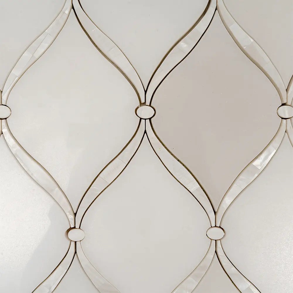 Pearl Chic White Marble & Mother Of Pearl Waterjet Mosaic Tile | Tile Club