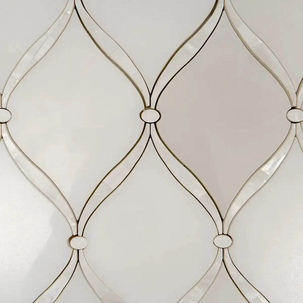 Pearl Chic White Marble & Mother Of Pearl Waterjet Mosaic Tile | Tile Club