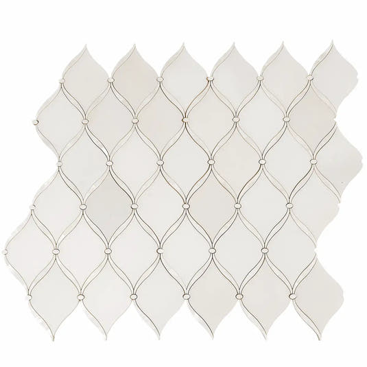 Pearl Chic White Marble & Mother Of Pearl Waterjet Mosaic Tile