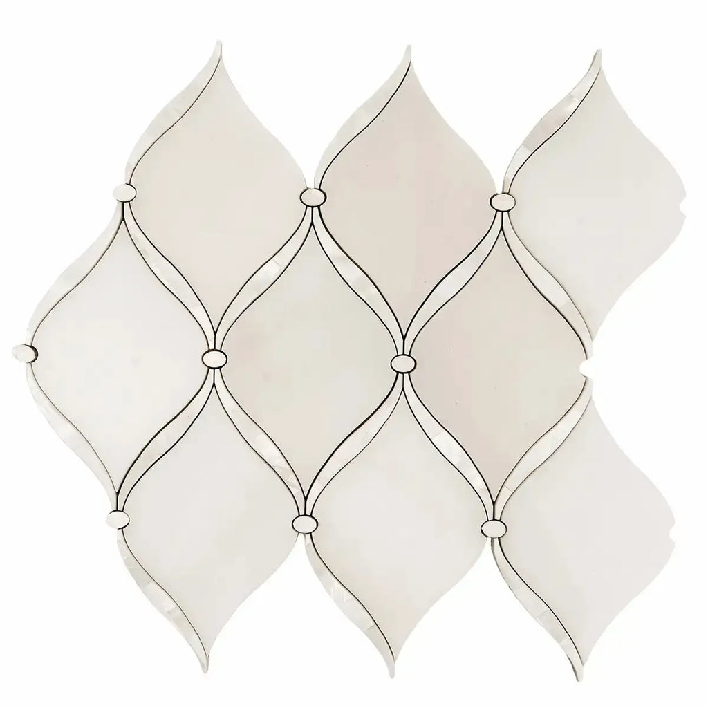 Pearl Chic White Marble & Mother Of Pearl Waterjet Mosaic Tile | Tile Club