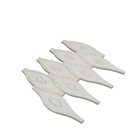 Pearl Wave White Marble & Mother Of Pearl Waterjet Mosaic Tile | Tile Club