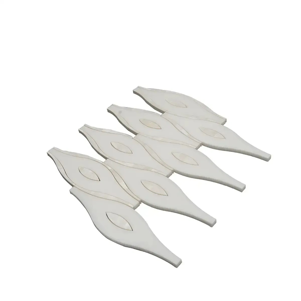 Pearl Wave White Marble & Mother Of Pearl Waterjet Mosaic Tile | Tile Club
