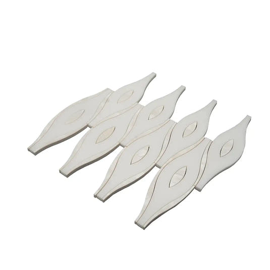 Pearl Wave White Marble & Mother Of Pearl Waterjet Mosaic Tile | Tile Club