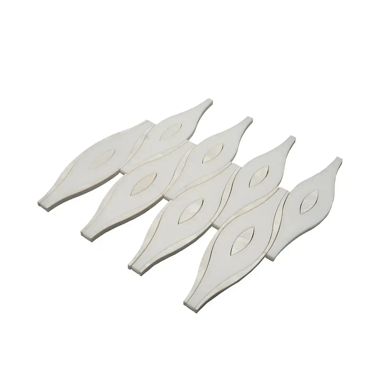 Pearl Wave White Marble & Mother Of Pearl Waterjet Mosaic Tile | Tile Club