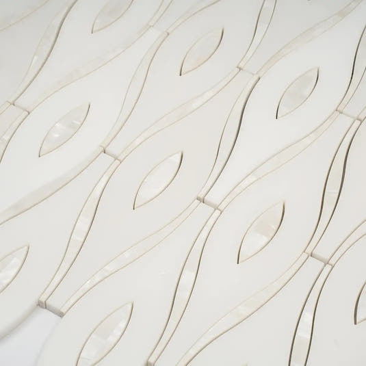 Pearl Wave White Marble & Mother Of Pearl Waterjet Mosaic Tile | Tile Club