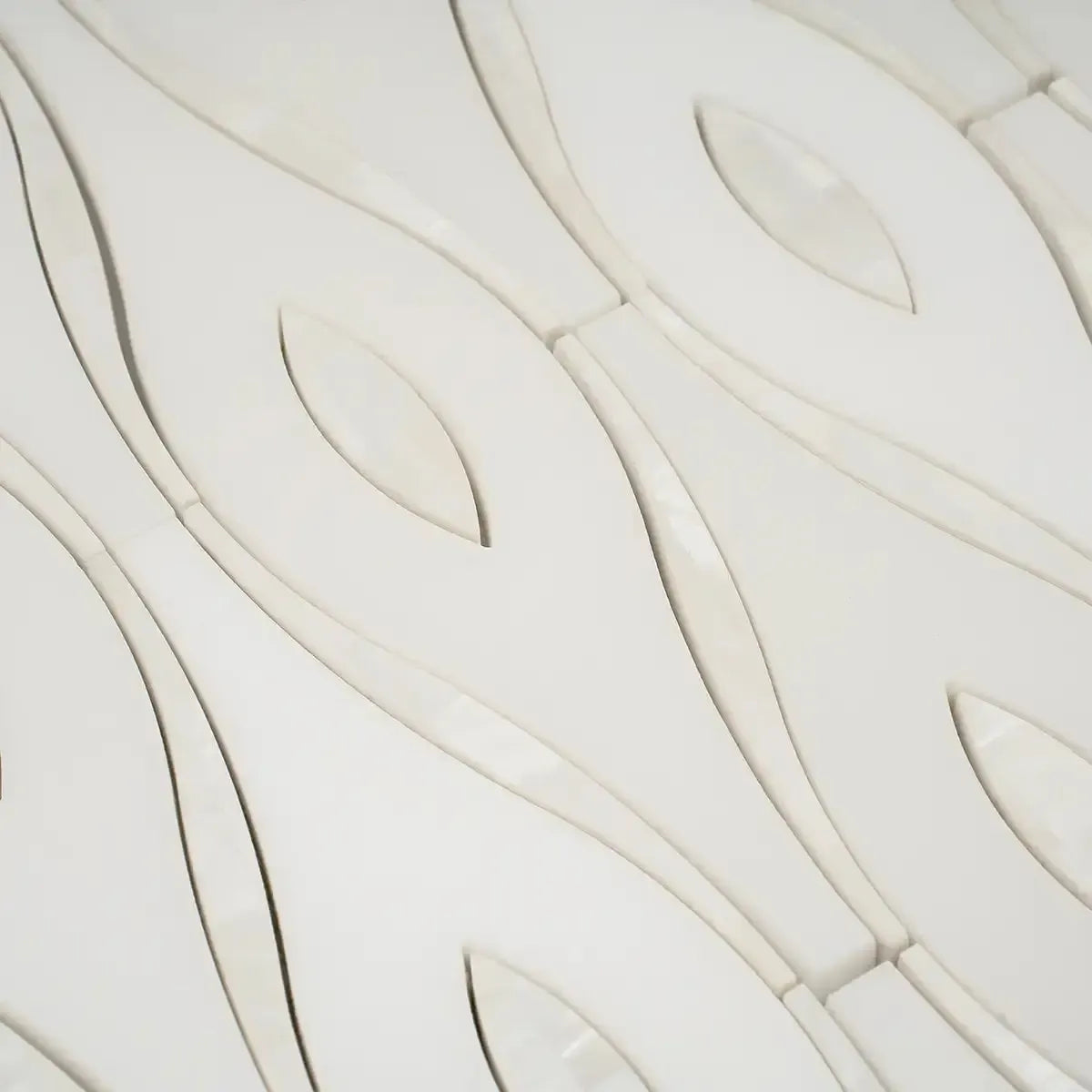 Pearl Wave White Marble & Mother Of Pearl Waterjet Mosaic Tile | Tile Club