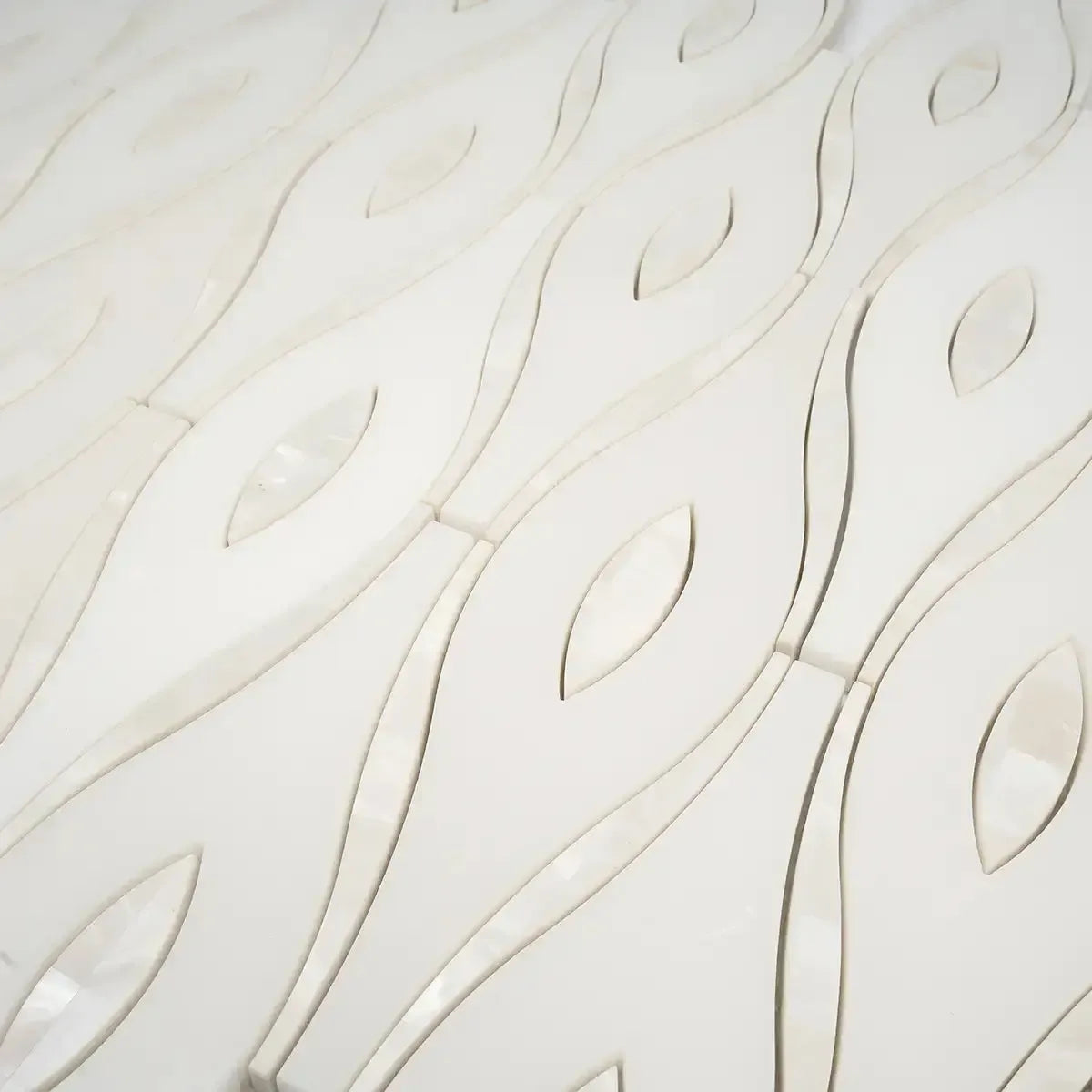 Pearl Wave White Marble & Mother Of Pearl Waterjet Mosaic Tile | Tile Club
