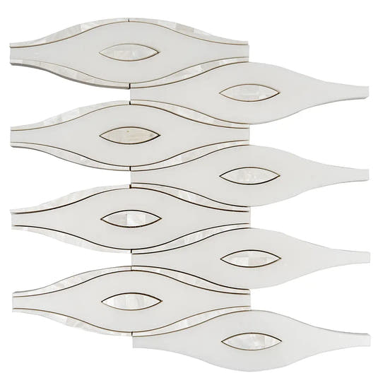 Pearl Wave White Marble & Mother Of Pearl Waterjet Mosaic Tile | Tile Club