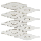 Pearl Wave White Marble & Mother Of Pearl Waterjet Mosaic Tile | Tile Club