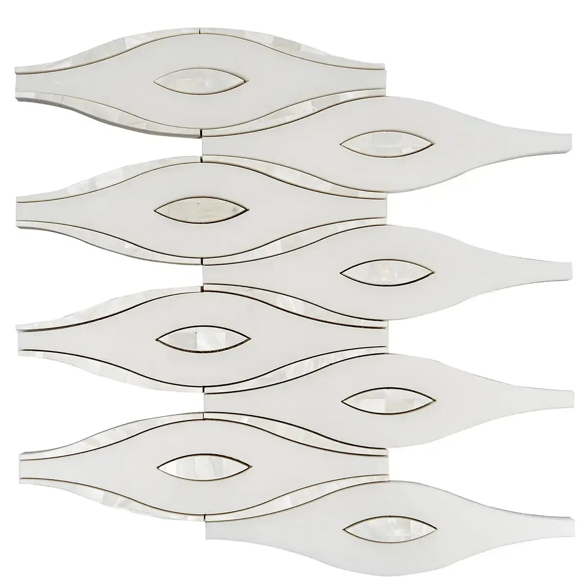 Pearl Wave White Marble & Mother Of Pearl Waterjet Mosaic Tile | Tile Club