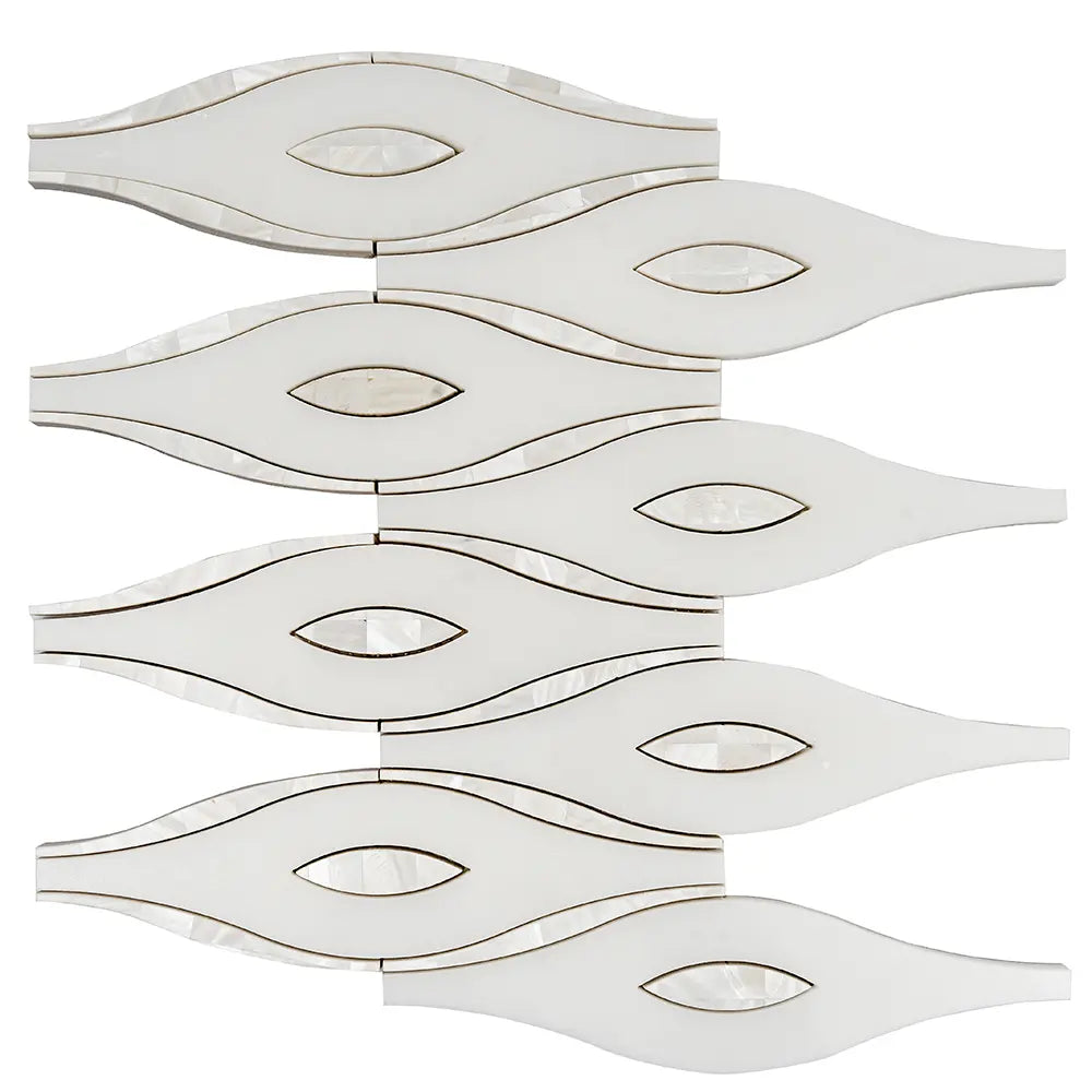 Pearl Wave White Marble & Mother Of Pearl Waterjet Mosaic Tile | Tile Club