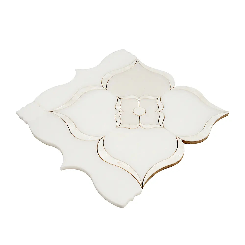 Pearl Flower White Marble & Mother Of Pearl Waterjet Mosaic Tile | Tile Club