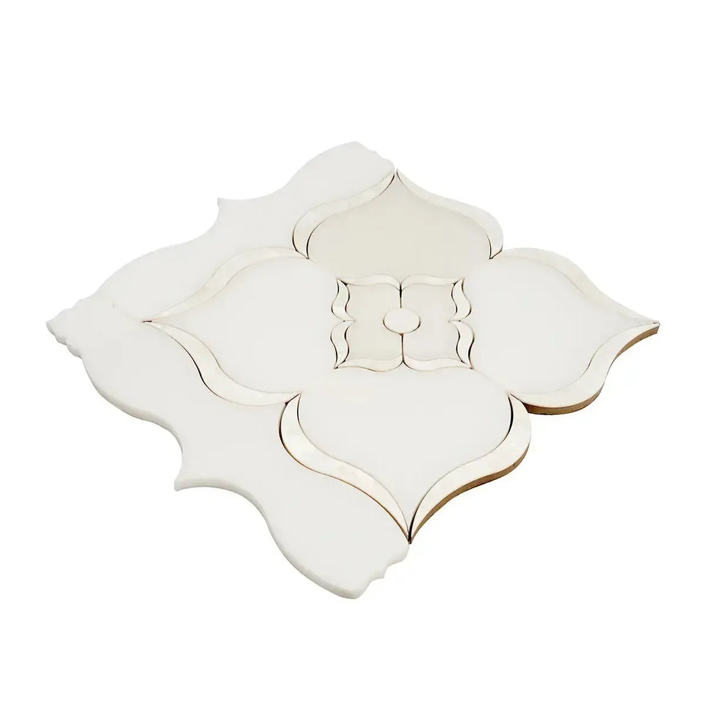 Pearl Flower White Marble & Mother Of Pearl Waterjet Mosaic Tile | Tile Club