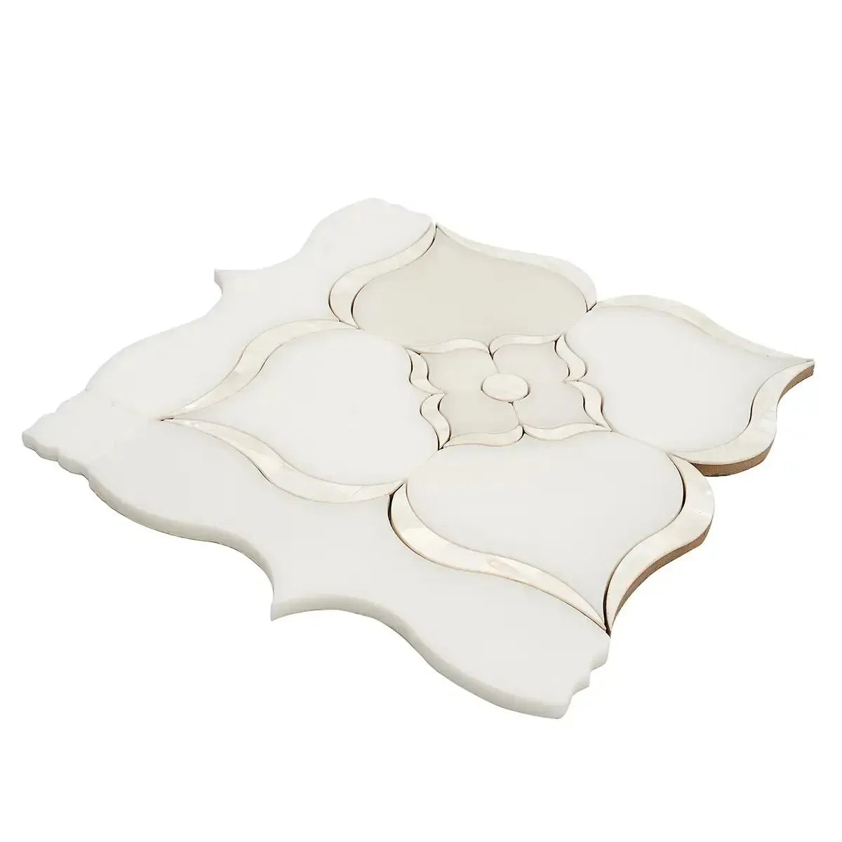 Pearl Flower White Marble & Mother Of Pearl Waterjet Mosaic Tile | Tile Club