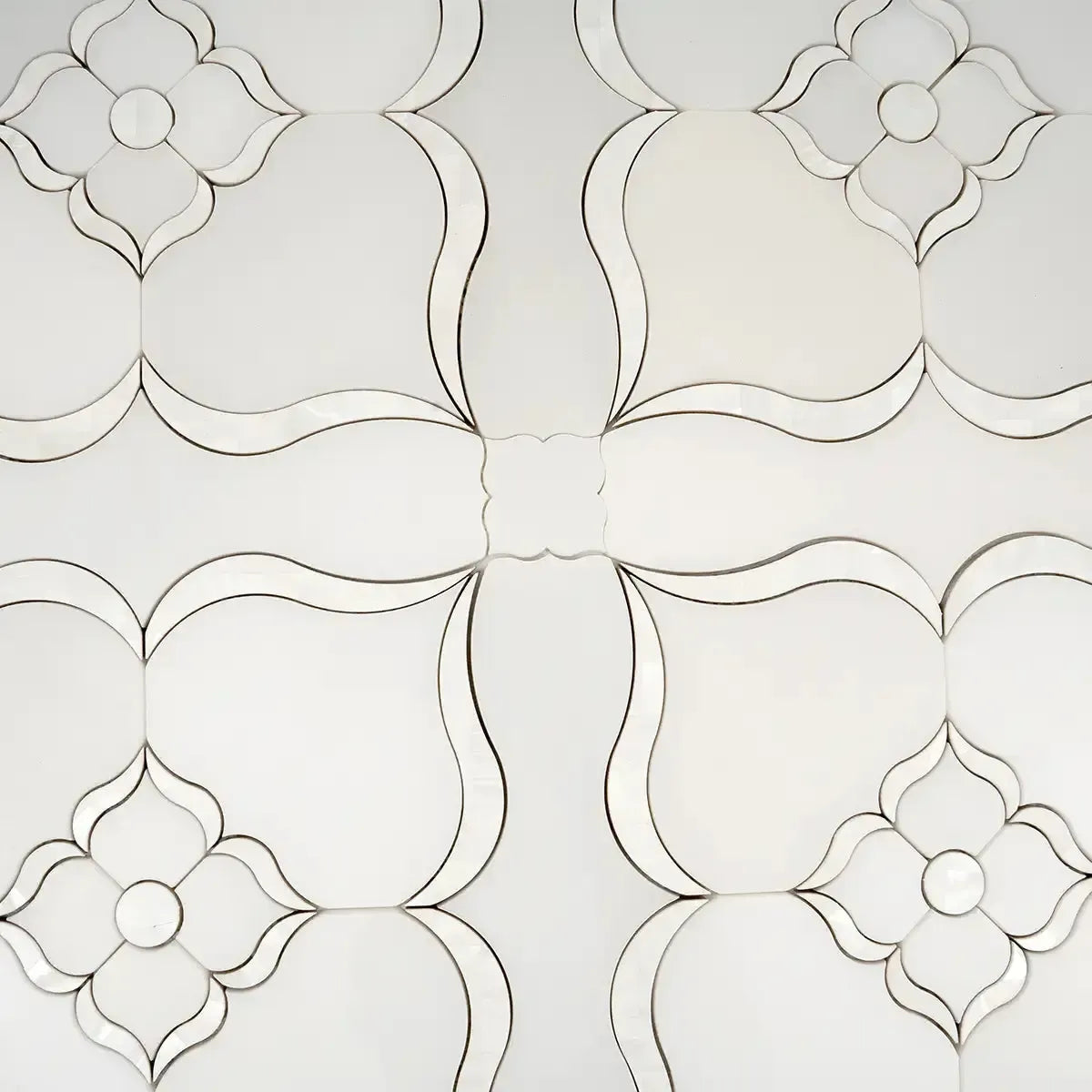 Pearl Flower White Marble & Mother Of Pearl Waterjet Mosaic Tile | Tile Club