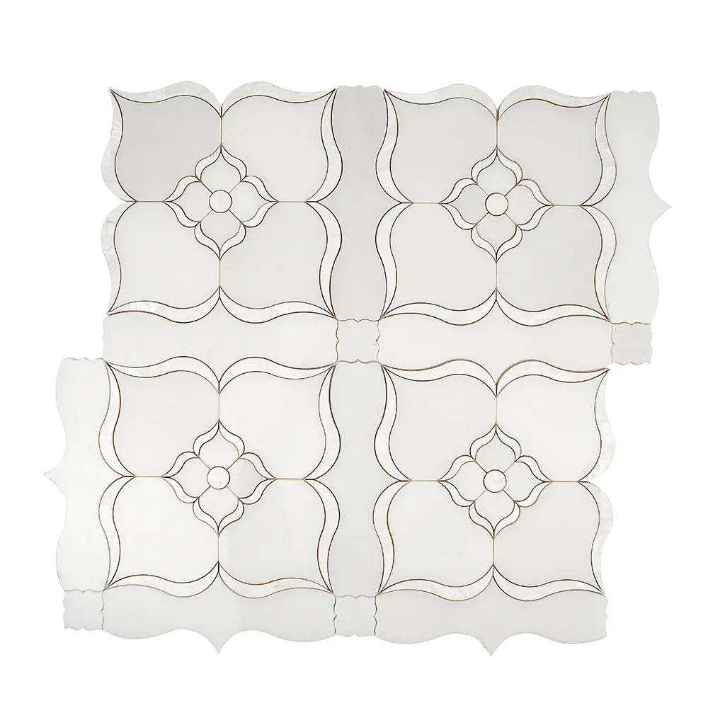 Pearl Flower White Marble & Mother Of Pearl Waterjet Mosaic Tile | Tile Club