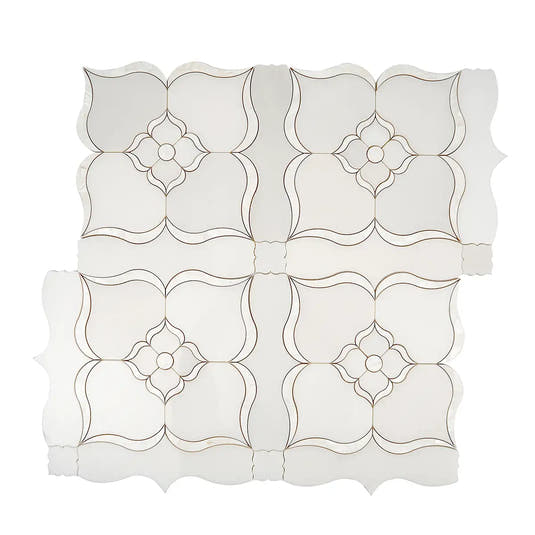 Pearl Flower White Marble & Mother Of Pearl Waterjet Mosaic Tile | Tile Club