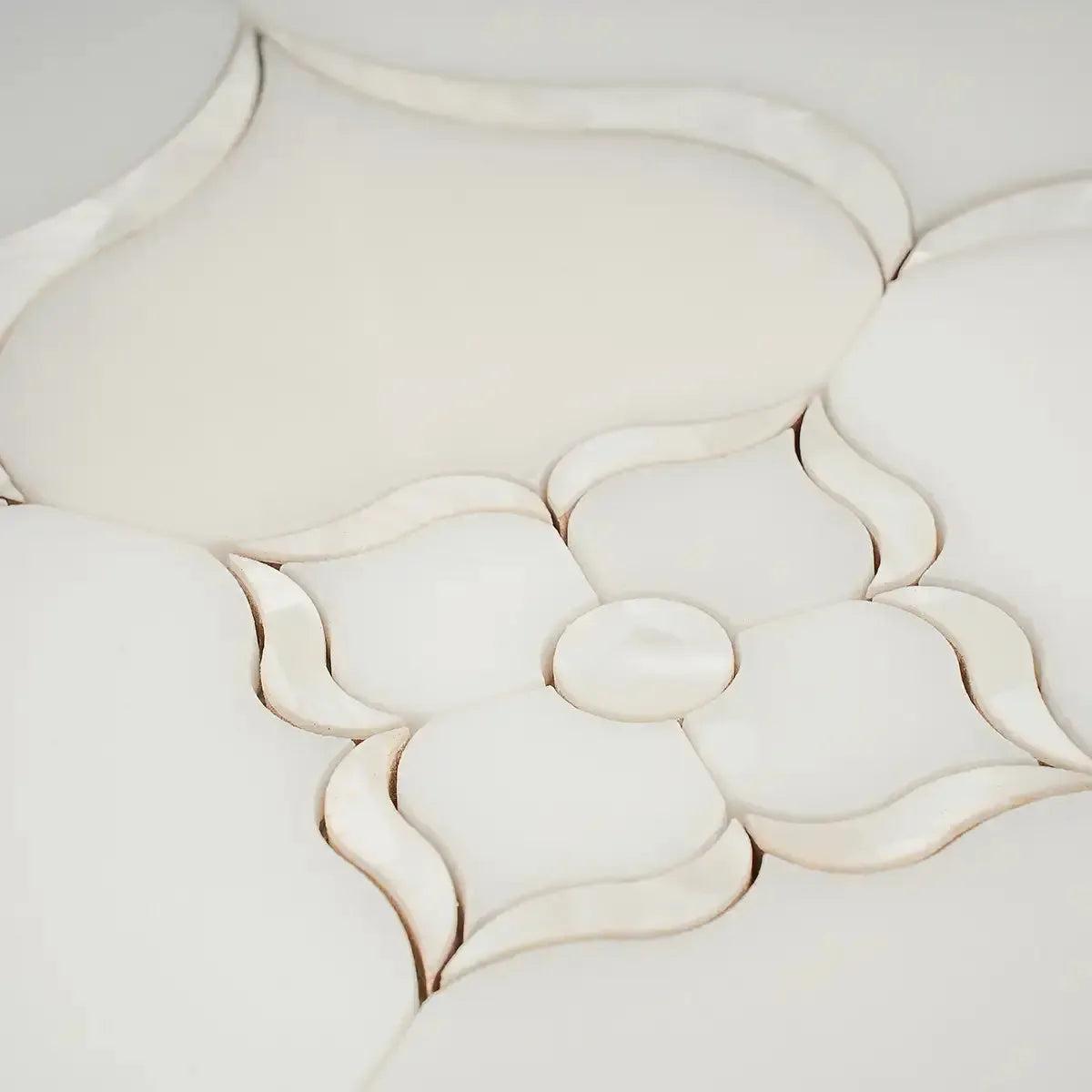 Pearl Flower White Marble & Mother Of Pearl Waterjet Mosaic Tile | Tile Club