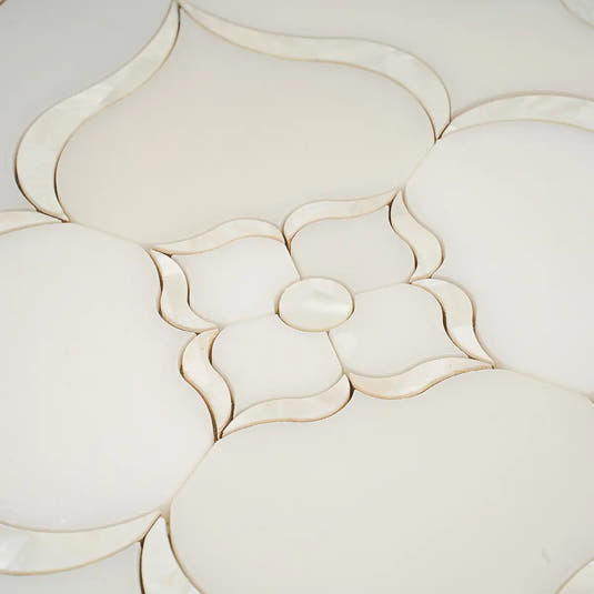 Pearl Flower White Marble & Mother Of Pearl Waterjet Mosaic Tile | Tile Club