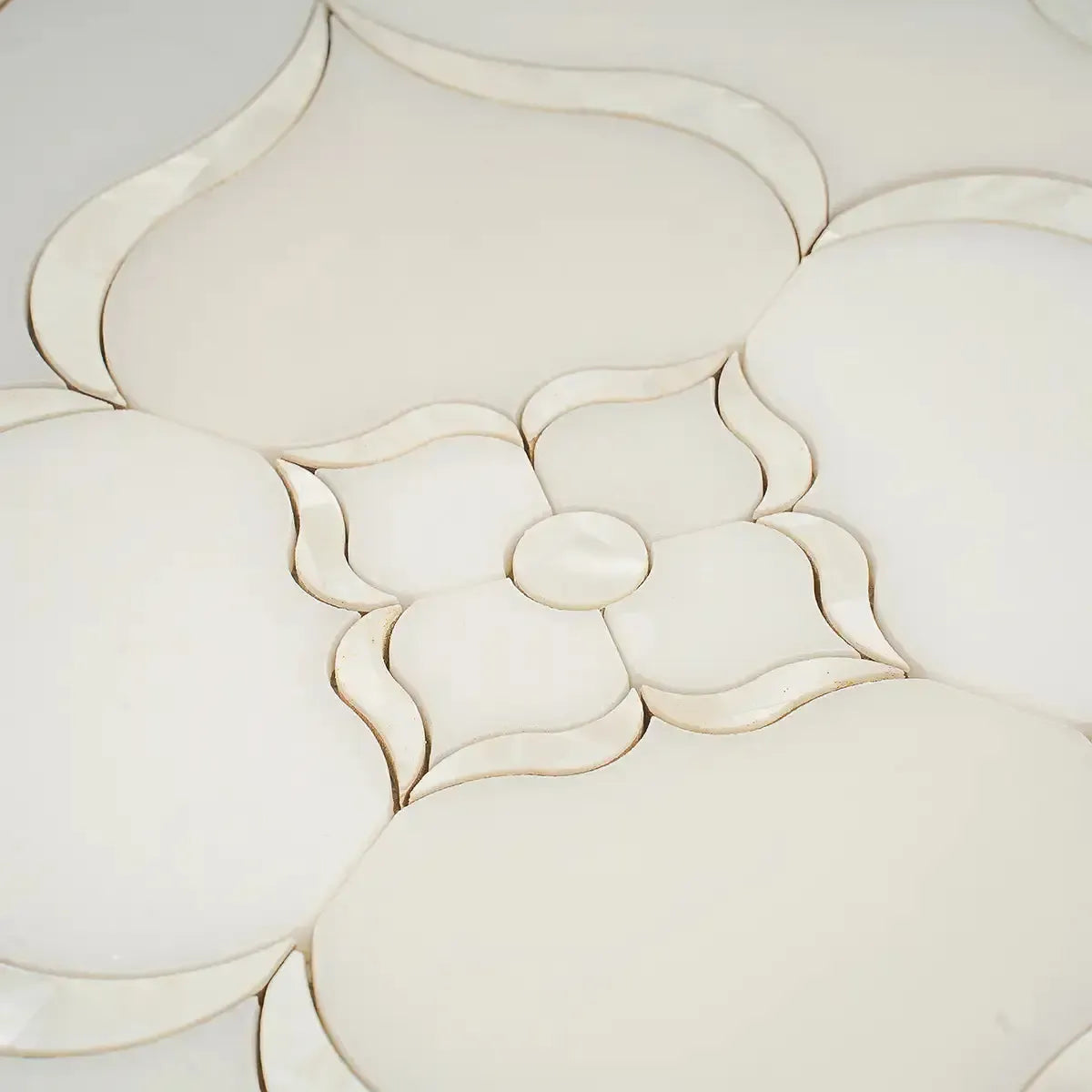 Pearl Flower White Marble & Mother Of Pearl Waterjet Mosaic Tile | Tile Club