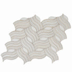 Ocean Waves Shell and White Marble Mosaic Tile | Tile Club