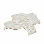 Ocean Waves Shell and White Marble Mosaic Tile | Tile Club