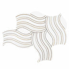 Ocean Waves Shell and White Marble Mosaic Tile | Tile Club