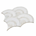 Peacock Fan Shell White Marble Waterjet Tile | Tile Club