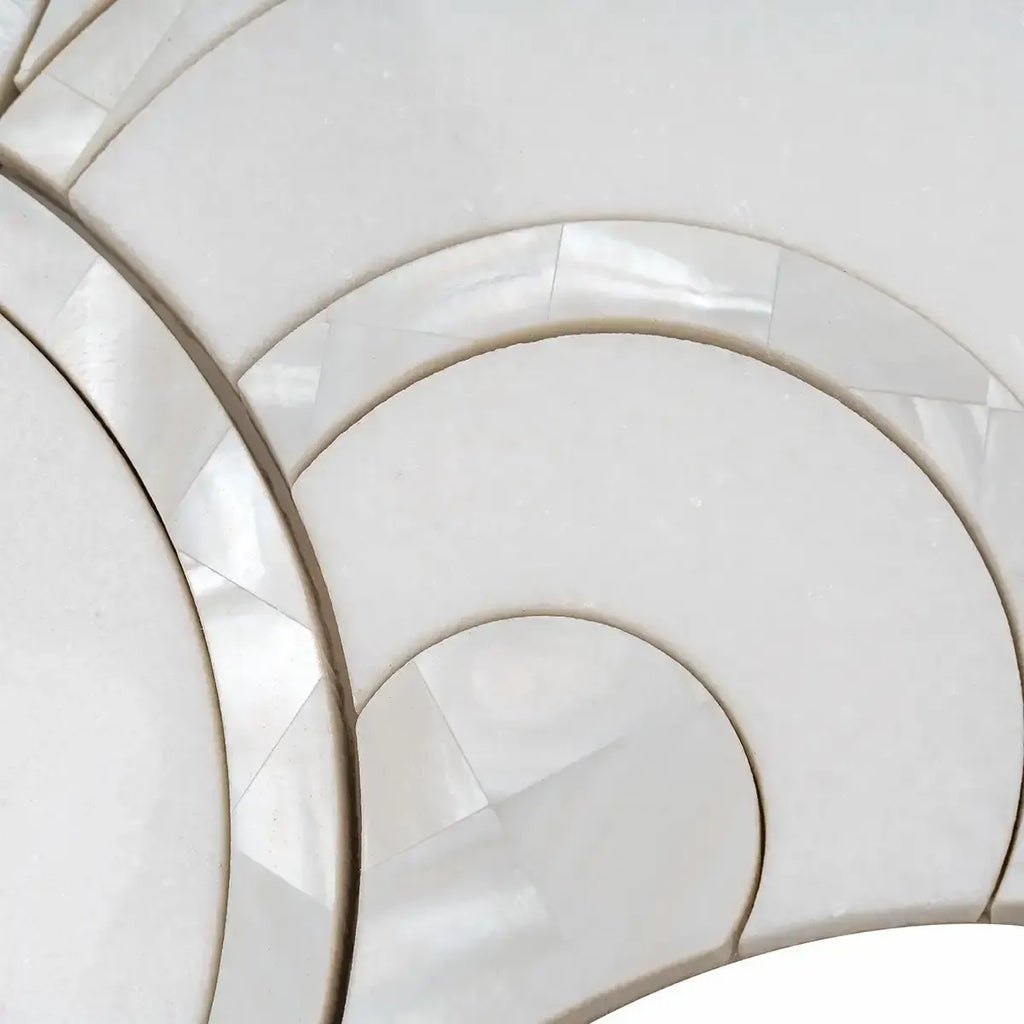 Peacock Fan Shell White Marble Waterjet Tile | Tile Club