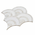 Peacock Fan Shell White Marble Waterjet Tile | Tile Club