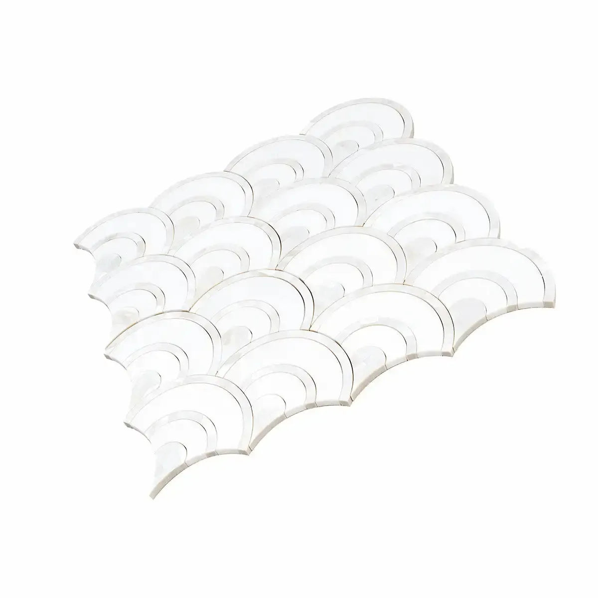 Peacock Fan Shell White Marble Waterjet Tile | Tile Club