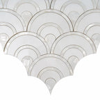 Peacock Fan Shell White Marble Waterjet Tile | Tile Club