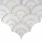 Peacock Fan Shell White Marble Waterjet Tile | Tile Club