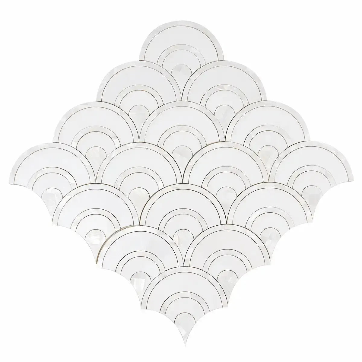 Peacock Fan Shell White Marble Waterjet Tile | Tile Club