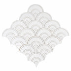 Peacock Fan Shell White Marble Waterjet Tile | Tile Club