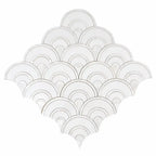 Peacock Fan Shell White Marble Waterjet Tile | Tile Club