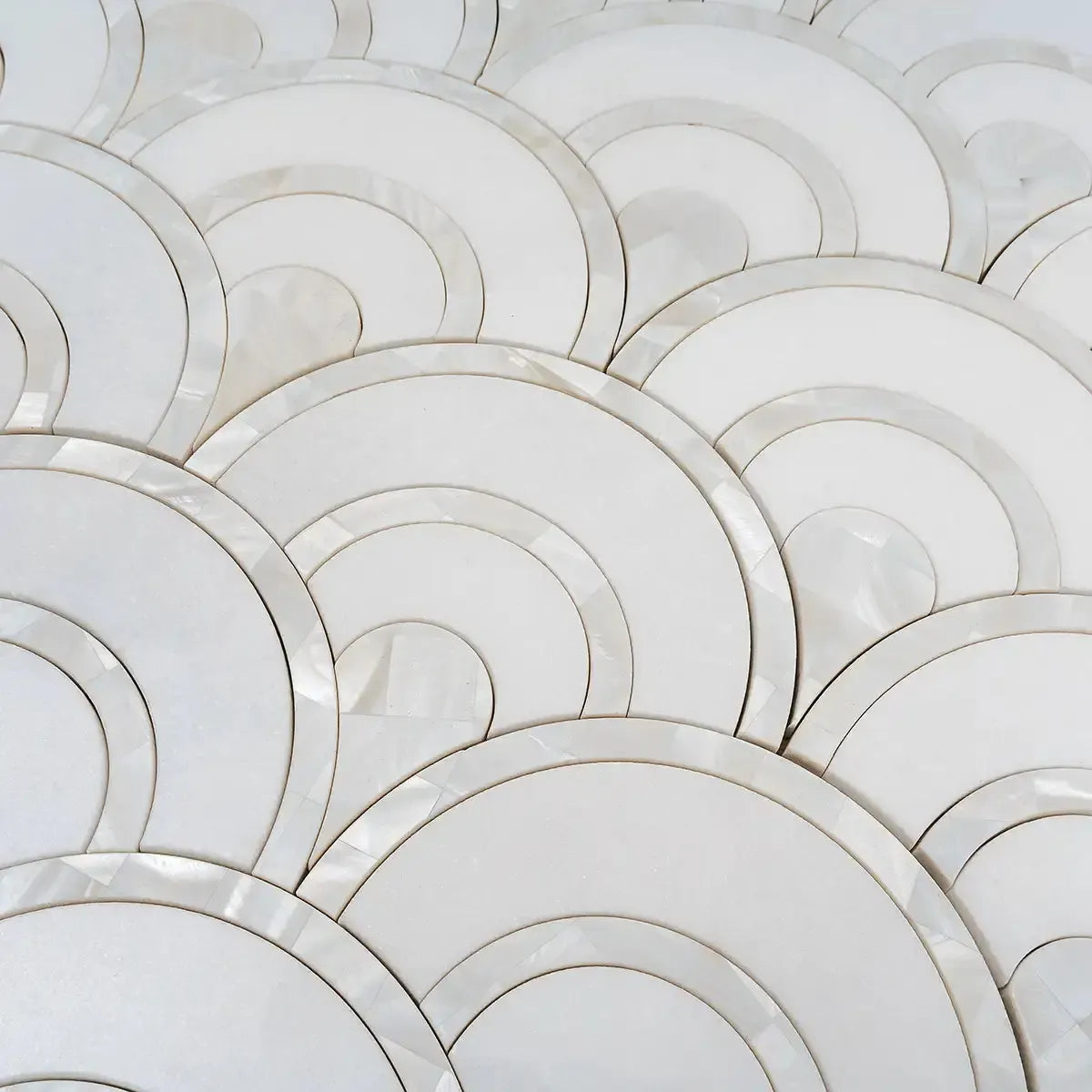 Peacock Fan Shell White Marble Waterjet Tile | Tile Club