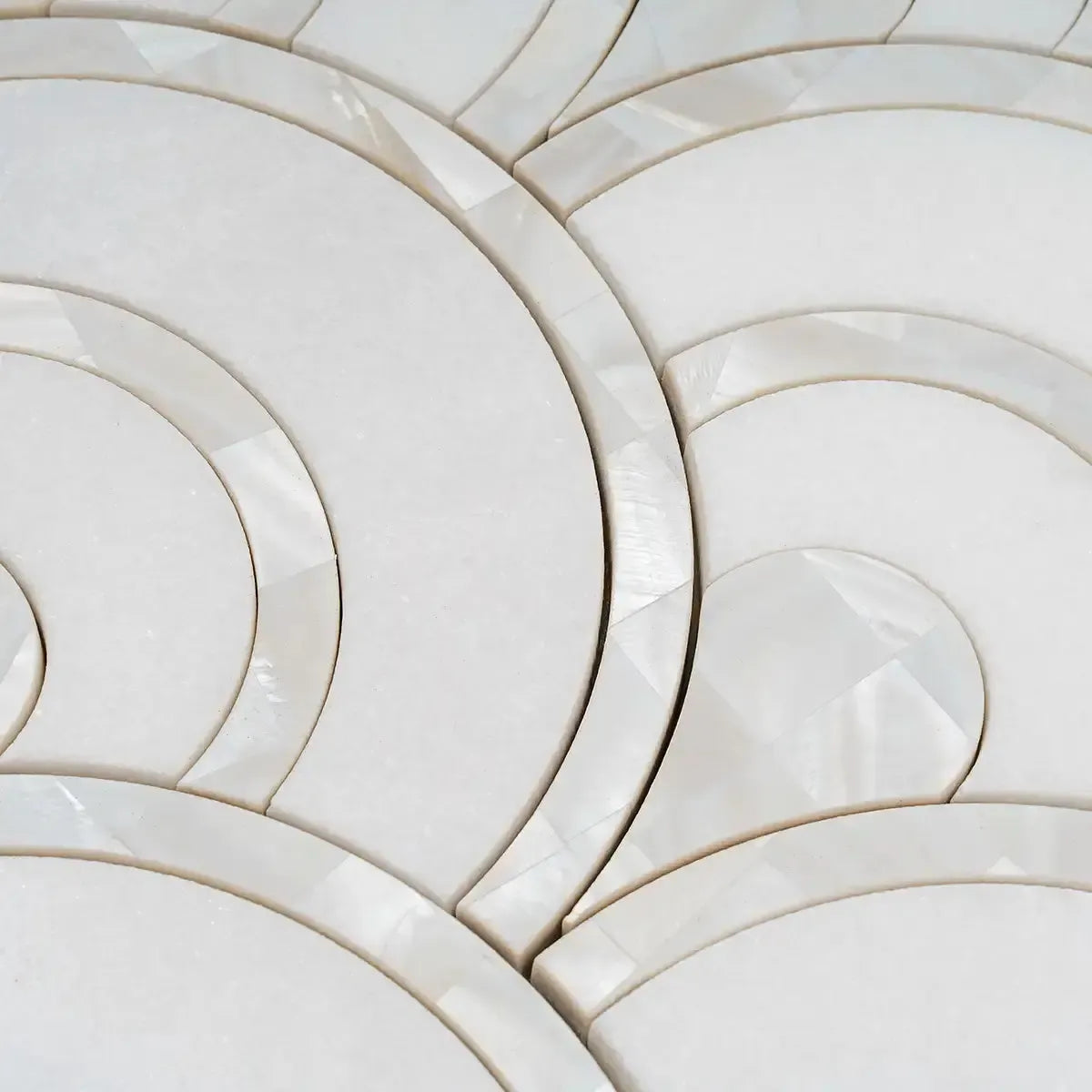 Peacock Fan Shell White Marble Waterjet Tile | Tile Club
