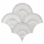 Peacock Fan Shell White Marble Waterjet Tile | Tile Club
