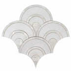 Peacock Fan Shell White Marble Waterjet Tile | Tile Club